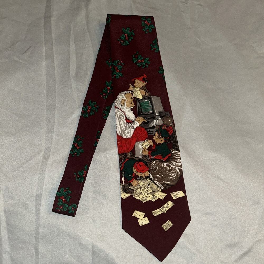 Saturday Evening Post Mens Necktie Santa Holiday Elves Accessory Casual Dad Gift